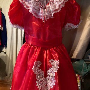 TIP TOP KIDS MADE IN USA NEW RED DRESS WITH LACE